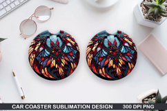 Haunted Bats Car Coaster Sublimation| Halloween Coaster PNG Product Image 1