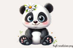 Cute Animals Daisy Flowers Clipart PNG Product Image 1