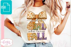 Just a girl who loves Fall PNG, Coquette fall season shirt Product Image 3