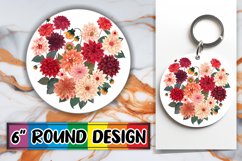 Heart of Flowers Pattern Round Design Sublimation PNG Product Image 1