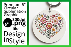 Dynamic Keychain Circle Design Artwork , Flowers Heart Product Image 1