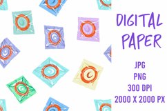 Condoms pattern. Condom digital paper. Product Image 1