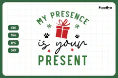 Christmas Cat Bandana Quotes SVG | Presence Is Your Present Product Image 3