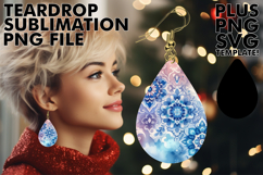 Precious Teardrop Earrings Art PNG, Watercolor Pattern Product Image 1