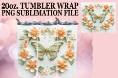 3D Butterfly and Spring Flowers Tumbler Wrap - 20oz Product Image 1