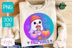 Fall vibes PNG design, Cute Ghost shirt sublimation PNG Product Image 2