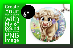 Artful Round Design for Keychains , Cute Cow Product Image 1