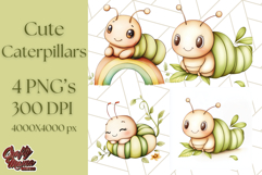 Cute Caterpillar Clipart PNG, Spring Bug Illustrations Product Image 5