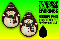 Dynamic Teardrop Earrings Sublimation PNG , Snowman Product Image 1