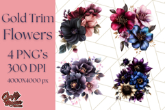 Gothic Floral PNG, Dark Aesthetic Flowers Clipart Print Product Image 1