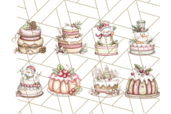 Christmas Cake Clipart PNG, Cottagecore Holiday Desserts Product Image 5