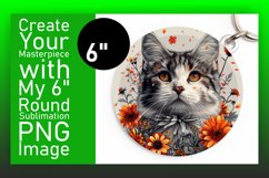 Funny Cat Craze Sublimation Circle Design Keychain Product Image 1