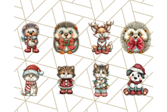 Christmas Animal Clipart, Festive Animals in Holiday Outfits Product Image 5