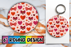 Cheerful Round Keychain PNG, Valentine's Pattern Product Image 1