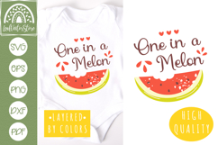 One in a Melon SVG, Kids Summer Shirt SVG, Watermelon SVG Product Image 2