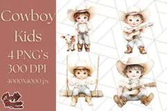 Cowboy Clipart PNG, Kid Western Country Graphic Product Image 1