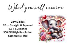 Valentine&#039;s Day Elephant Tumbler Wrap Sublimation Design Product Image 2
