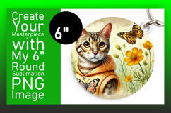 Elegant Round Design Coaster Template , Cute Cat Product Image 1