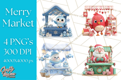 Cute Christmas Market Stall Clipart for Crafts PNG Product Image 1