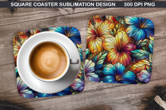 Flowers Coaster Sublimation, Spring Coaster PNG Design Product Image 1