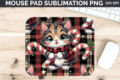 Watercolor Cat Mouse Pad Sublimation - Christmas PNG Design Product Image 1