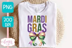 Mardi Gras PNG Sublimation design, Coquette Mardi gras shirt Product Image 3