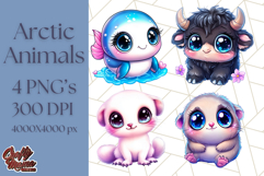 Arctic Animals Kawaii Clipart PNG, Cute Polar Creatures Art Product Image 1