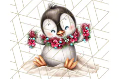 Christmas Penguins The Beach Clipart PNG, Tropical Holiday Product Image 5