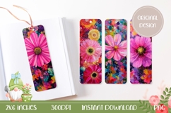 Pink Flowers Bookmark Template, Art Bookmarks Product Image 1