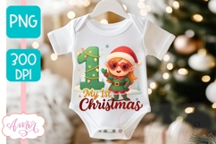 My first Christmas PNG for sublimation, Cute Elf PNG Product Image 2