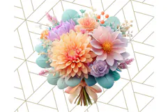 Pastel Flower Bouquet PNG Clipart, Elegant Floral Art Product Image 5