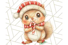 Vintage Christmas Clipart PNG, Cute Animals Holiday Elements Product Image 5