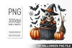 Spooky Cute Halloween Cupcakes Clipart PNG Bundle Product Image 3
