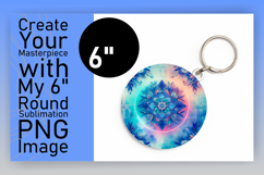 Artistic Keychain Round Design PNG , Watercolor Patter Product Image 1