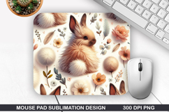 Bunny Mouse Pad Sublimation, Easter Bunny Mouse Pad PNG Product Image 1