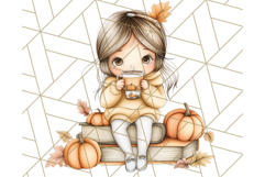 Pumpkin Spice Chibi Girls, Fall Accessories PNG, Cozy Autumn Product Image 5