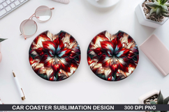 Flower Car coaster sublimation, Summer Coaster PNG Design Product Image 1