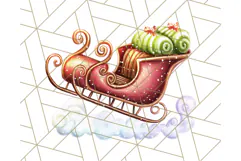 Santa Sleigh Ride Clipart PNG, Flying Reindeer Christmas Art Product Image 5