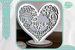 Love Lives Here Floral Hearts Stands Glowforge Laser cut svg Product Image 3