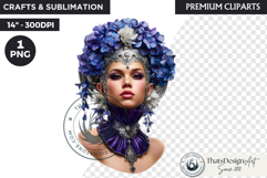 Royal Hydrangea Guardian Fantasy Warrior Floral Graphic Product Image 1