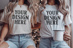 Christmas Bella Canvas 3001 Red and White Green Shirt Mockup Product Image 1