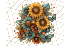Sunflower and Butterfly PNG Clipart, Bright Jewel Tones Png Product Image 5