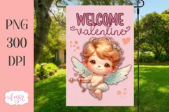 Welcome Valentine garden flag sublimation PNG Product Image 1