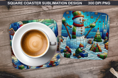 Snowman Coaster Sublimation, Christmas Coaster PNG Design Product Image 1