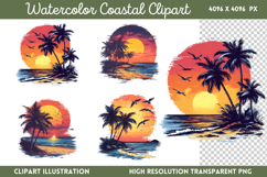 Watercolor Coastal Clipart PNG Product Image 1