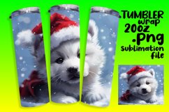 Adorable Winter Santa Dog Tumbler Wrap Design 20oz Product Image 1