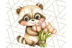 Cute Animals with Tulips PNG, Spring Flower Clipart Download Product Image 5