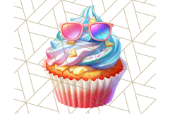 Bright Summer Cupcake PNG Clipart, Colorful Cupcakes Product Image 5