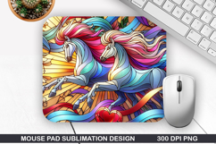 Unicorn Mouse Pad Sublimation, Valentine Mouse Pad PNG Product Image 1