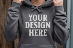 Charcoal Gildan 18500 Hoodie Mockup, G18000 Hoodie Model moc Product Image 1